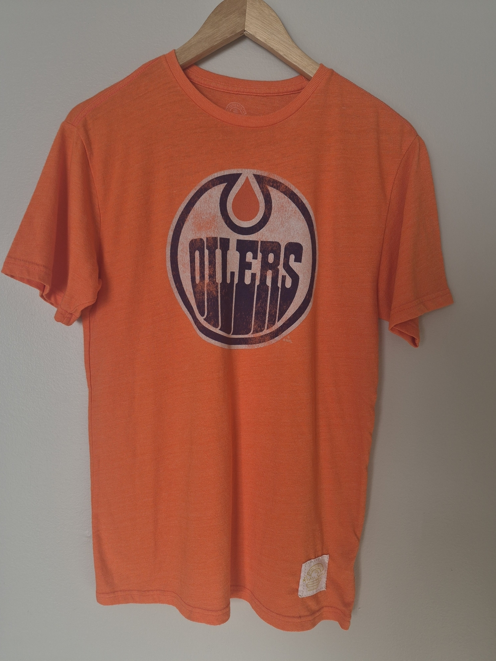Edmonton Oilers Retro Sport Orange NHL T-Shirt Men’s Small Distressed Logo